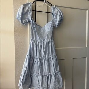 Peppermayo Blue Ruched Puff Sleeve Sundress
